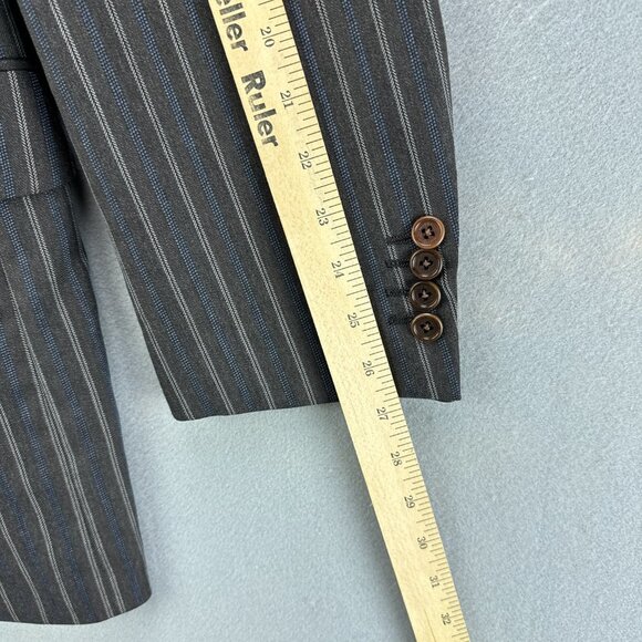 Mabro Suit Mens IT 54L‎ US 44L 2PC 34x30.5 Brown Blue Striped Wool Super 100s - Picture 7 of 16